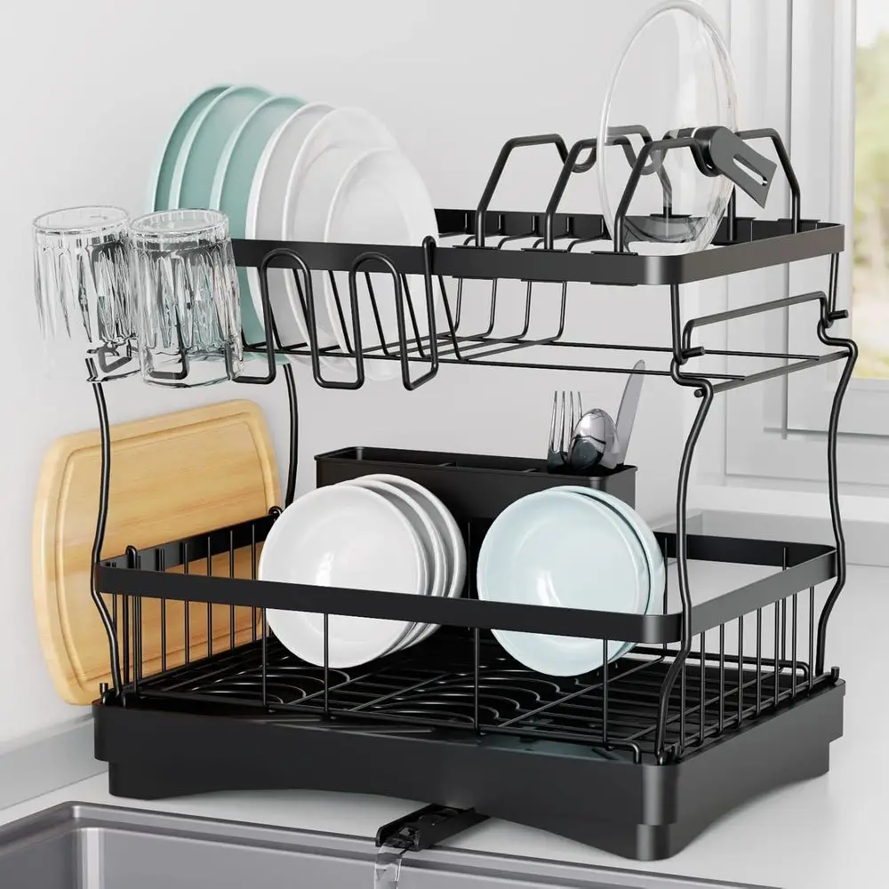 2 Tier Dish Rack Wi…