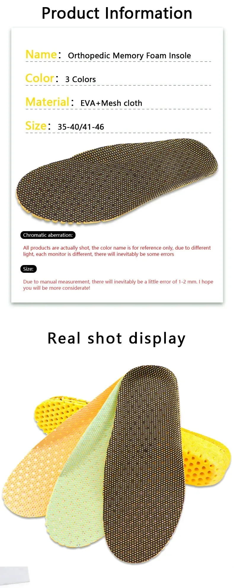1 Paar weiche Schuheinlagen Waben atmungsaktive Sohle Memory Foam Einlegesohlen für Turnschuhe elastische Schuhe Pad Kissen Fuß Einsatz – Detail 6