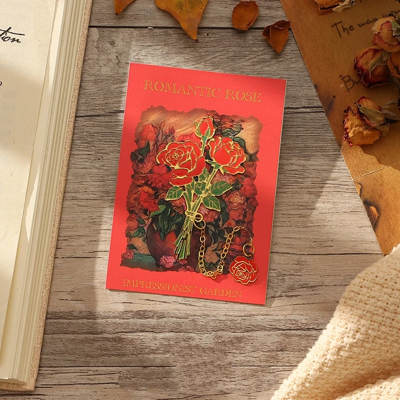 

Закладка в виде розы, элегантная металлическая закладка с цветочным принтом, закладка с изображением ириса, вдохновленная искусством для сувенирного чтения книг-клуба