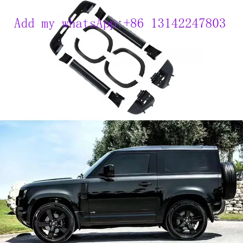 2020-2023 for  Defender 90 Gloss Black Body Kit with Sideskirts Door Panel Corner Wheel Eyebrow-Exterior Accessories