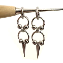 Grunge Rock Steel Ball Rivet Earrings for Women Punk Fashion Geometric Chain Drop Earrings Cool Goth Jewelry Accessories