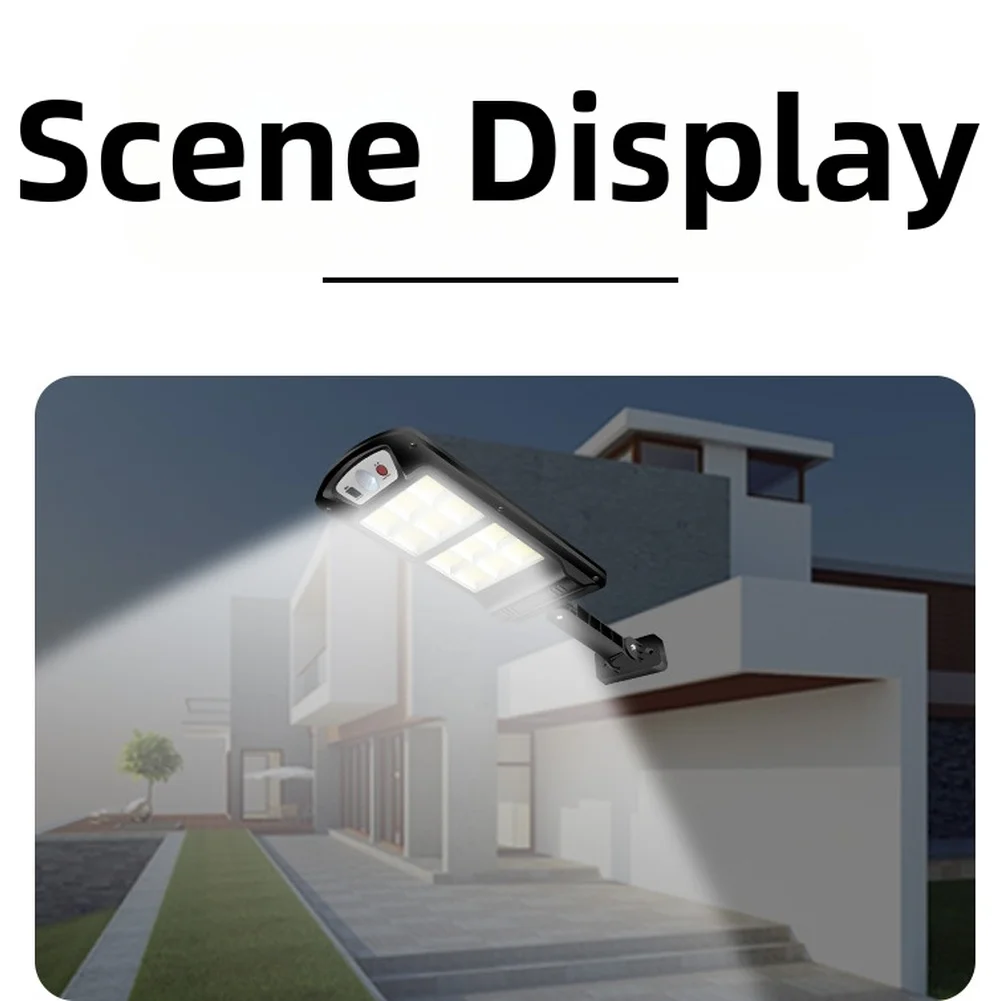 240 COB Solar Street Light with Automatic Motion Detection Remote On Off Switch and Wide 12-Sided Illumination