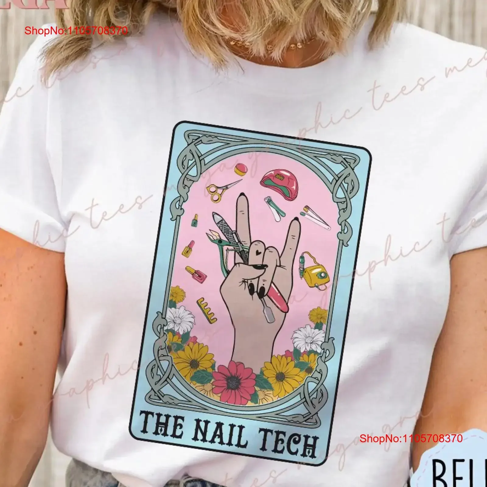 Nail Tech Tarot Card T Shirt Technician Life for Artist 001230 vintage Washed Versatile graphic homme fashion Slightly