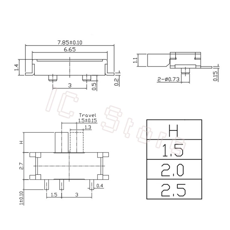 1000 Stück Kippschalter 7 Pin ON/OFF 1P2T SPDT MSK-12C02 SMD Mini Schiebeschalter für MP3 MP4 Reel Weiß Schwarz – Detail 5