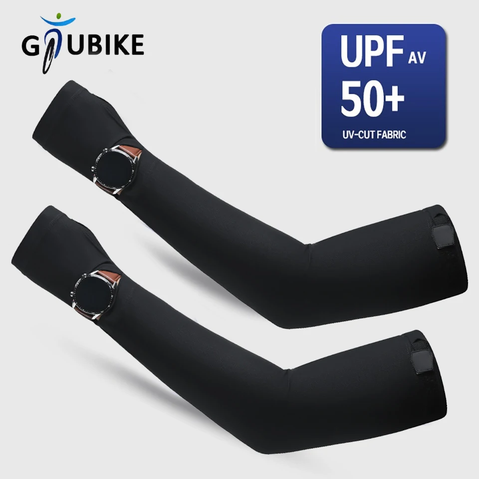 GTUBIKE Summer Cycling Men's Ice Silk Extended and Widened Ice Sleeves, Sun Protection Cycling Running Long Ice Sleeves