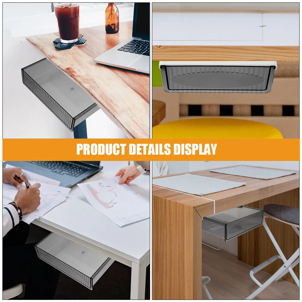 

Under Desk Drawer Organizer Box Heavy Duty Plastic Hidden Storage Drawer for Office Home Desktop Supplies Stationery Makeup