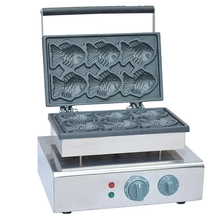 Stainless steel non stick fish deep processing machine, too burning machine, waffle machine, electric too burning machine