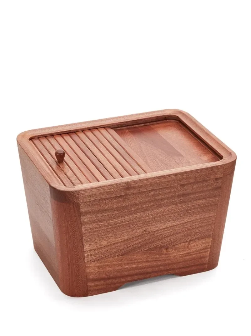 Solid Wood Rice Bucket 20 Kg Rice Cylinder Insect-proof Moisture-proof Sealed Bucket Rice Storage Box Rice Noodle Storage Box