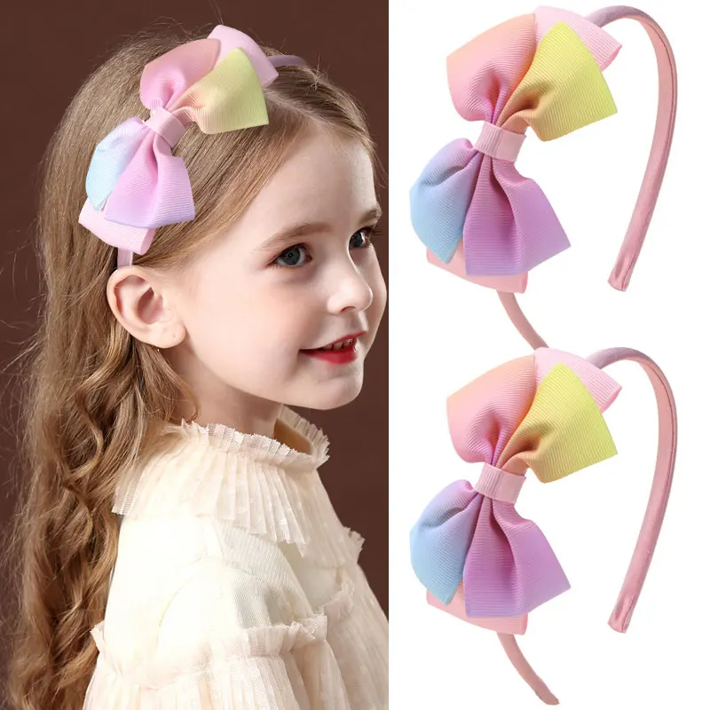 Cute Ribbon Princess Hairband Girls Boutique Bowknot Headband Lovely Non-slip Hair Hoops Kids Sweet Candy Hair Accessories