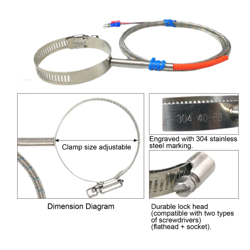 Adjustable k Type Temperature Sensor Circle Pipe Thermocouple Clamp for Injection Mold Machines