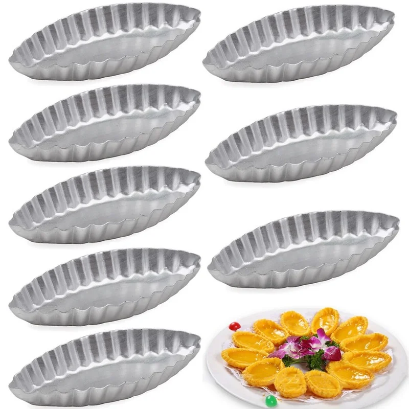 5pcs Boat Shape Egg Tart Mold Aluminum Cookies Fruit Cake Moulds for Kitchen Pudding Pastry Baking Decorating Tools