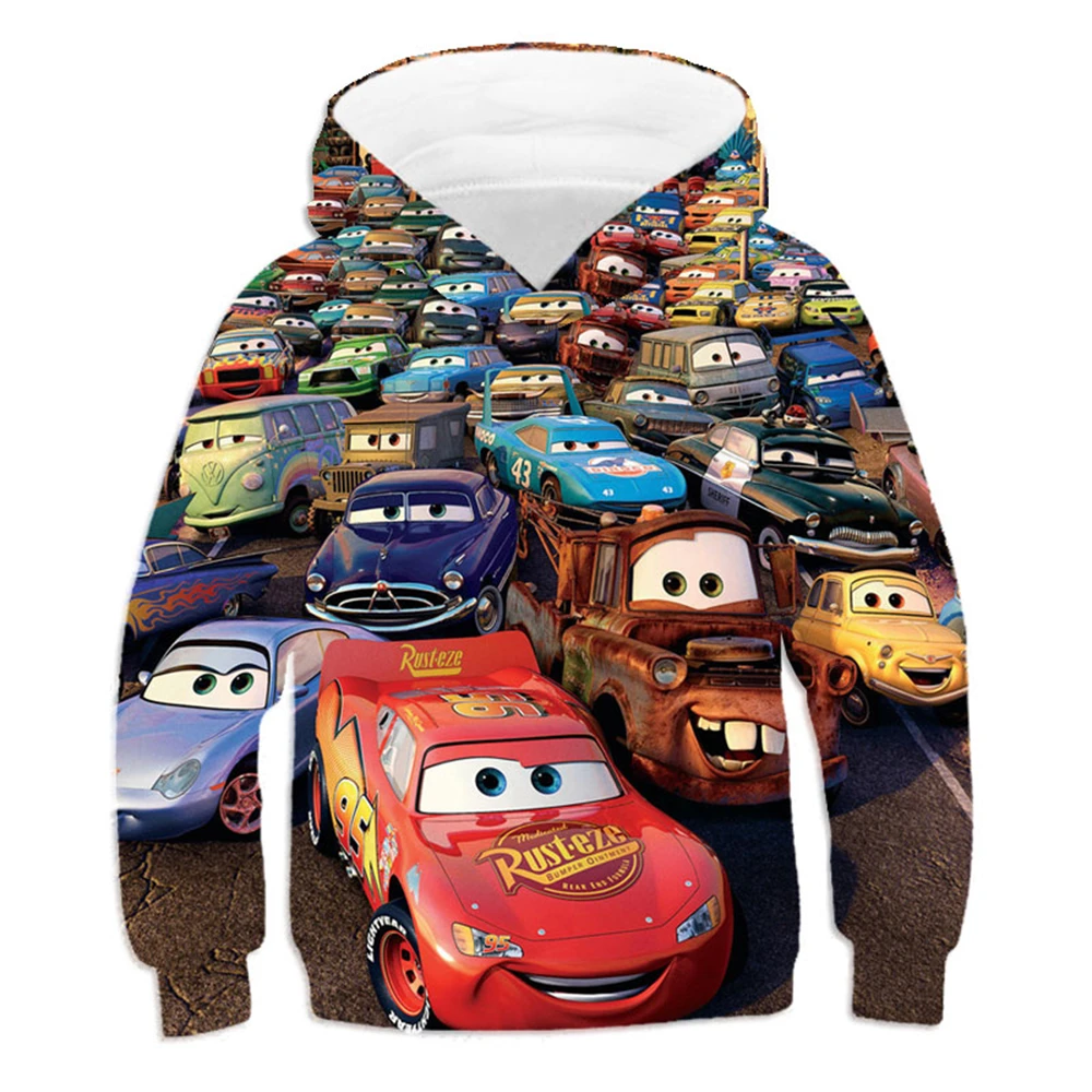 

Pixar Cars Hooded Sweatshirt Kids Cartoon Lightning McQueen Children Long Sleeve Pullover Baby Boys Girls Hoodies Tops Clothing