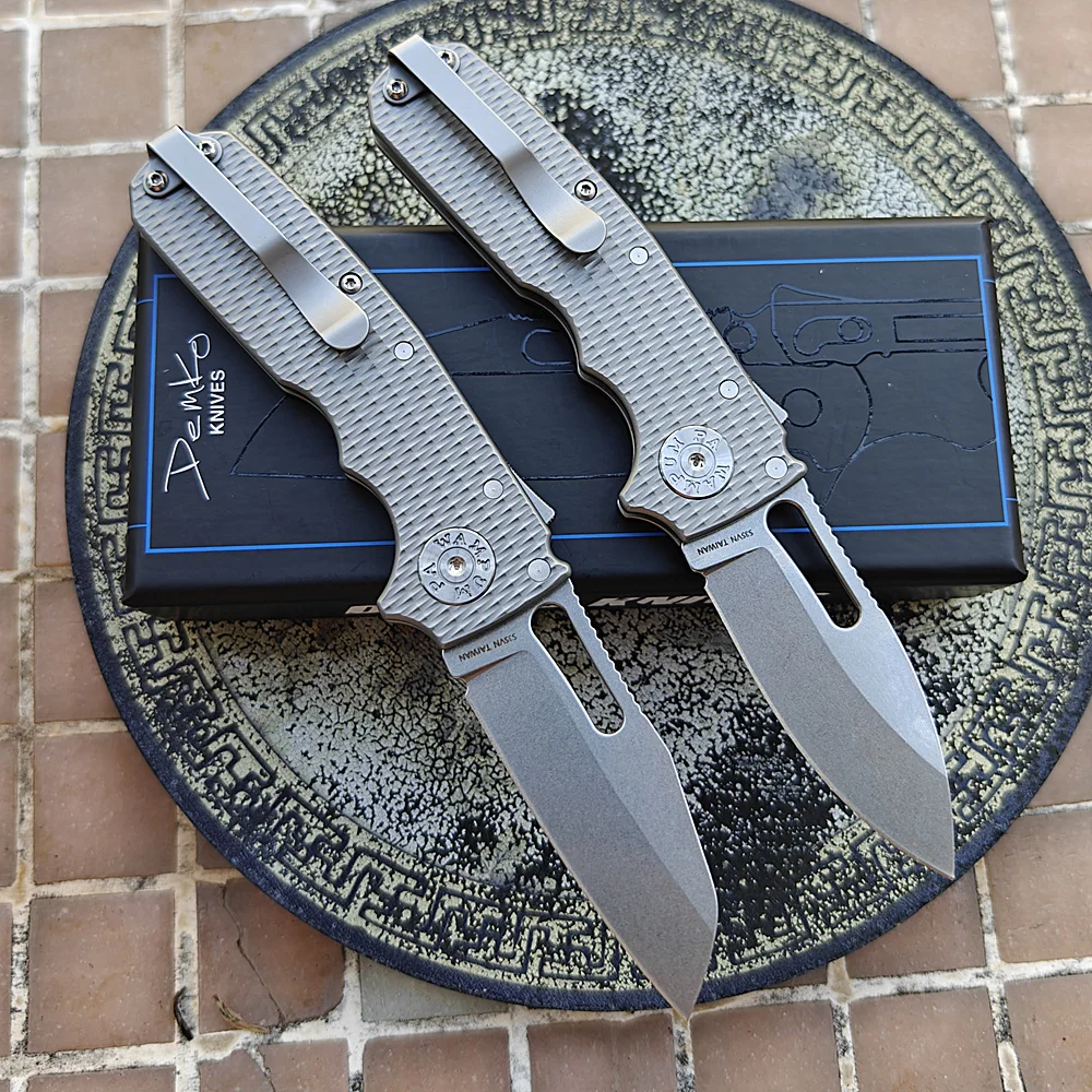 New AD Demko Shark Cub Deep Carry Ceramic Bearing Titanium Handle Mark S35VN Pocket Tactical Camping Hunt EDC Tool Folding Knife