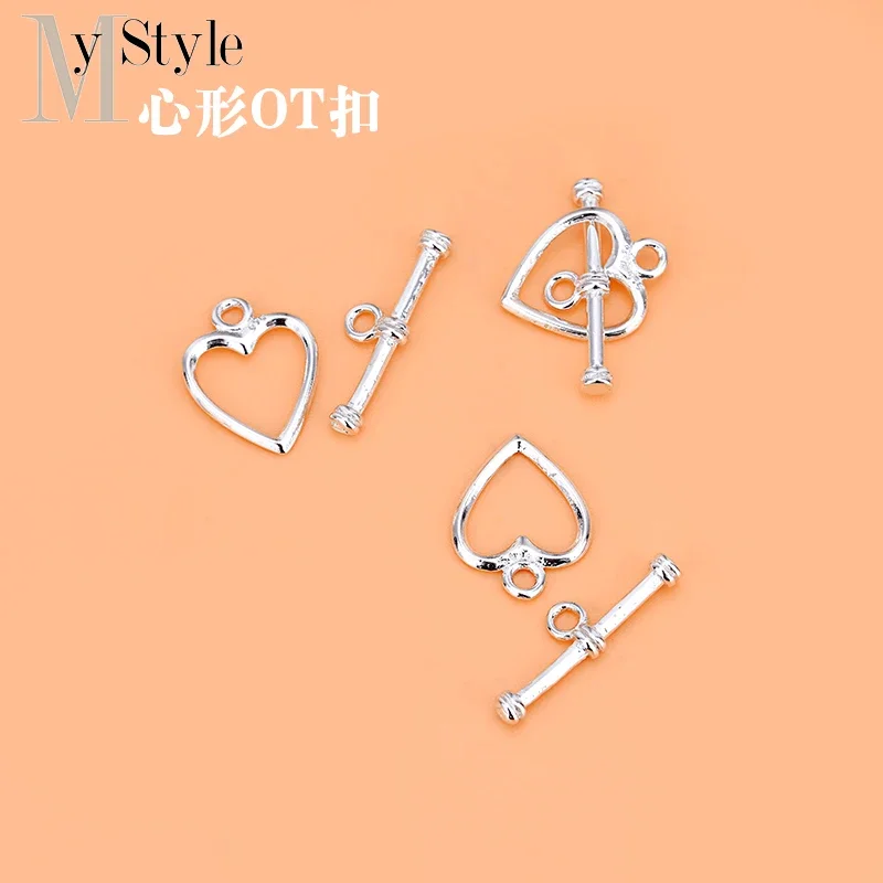 S925 Sterling Silver Necklace Jewelry Accessories heart-shaped ot clasp hand DIY Bracelet buckle accessories