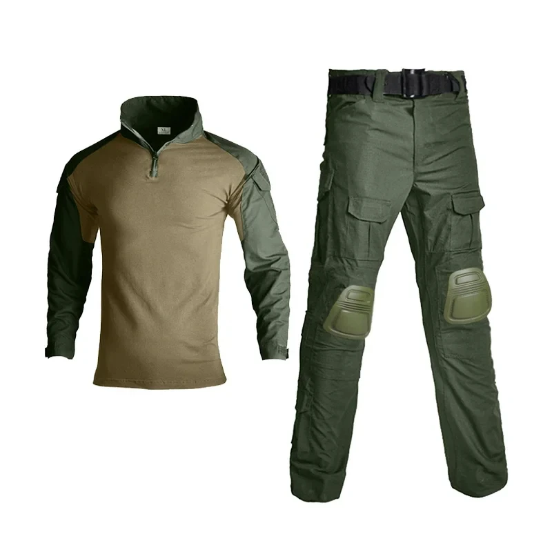 Hunting Uniform Multicam Training Hiking Shirt Uniform Tactical Pants with Knee Pads Camouflage Suit Outdoors Clothes