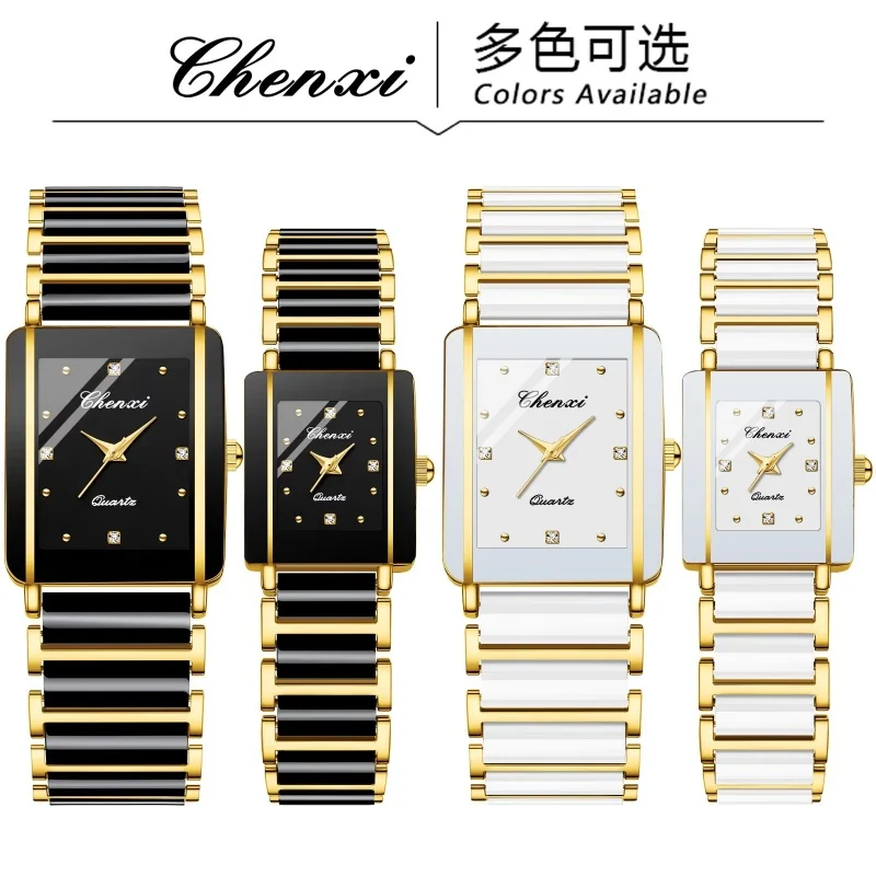 CHENXI 104A Elegante Paar Quarz Uhren Keramik Armband Wasserdicht montre Frauen Männer Einfache Armbanduhr Mode Liebhaber Uhr