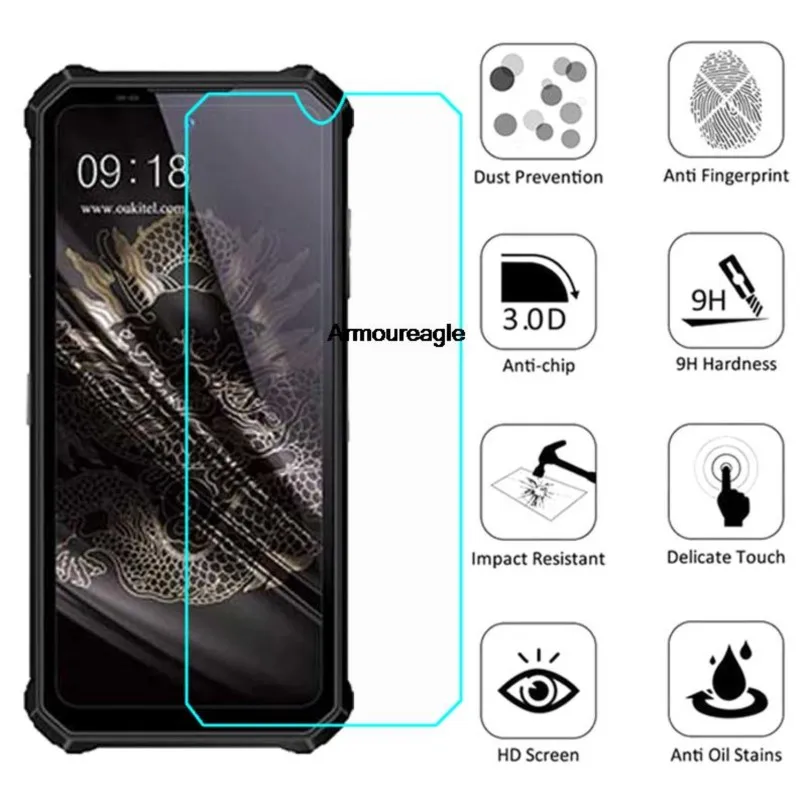 2-1pcs 9h protective glass for oukitel wp21 tempered glass screen protector film for oukitel wp21 wp 21 pelicula de vidrio