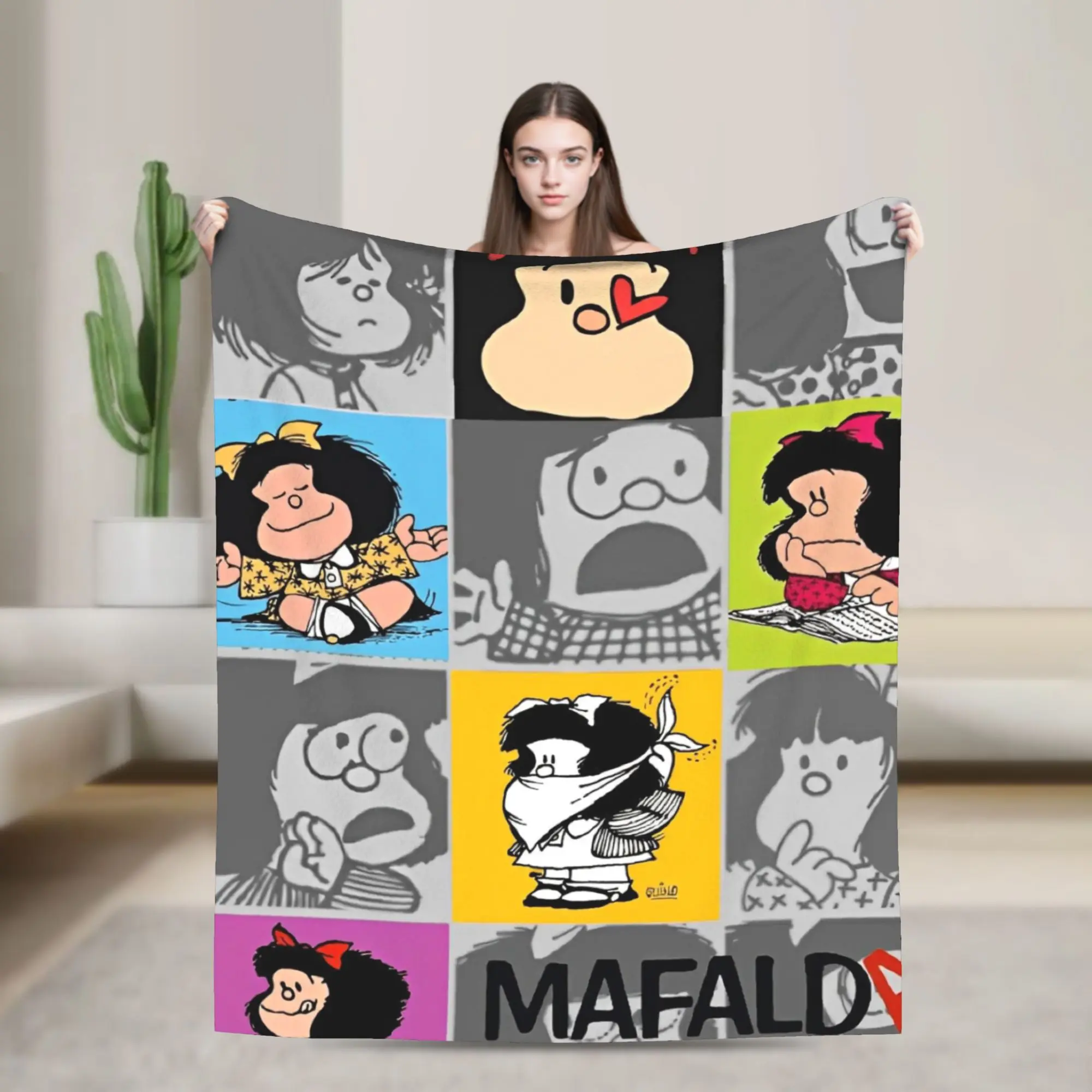 

Mafaldas Blankets Fleece Cartoon Lightweight Thin Throw Blanket for Outdoor Travel Bedspread