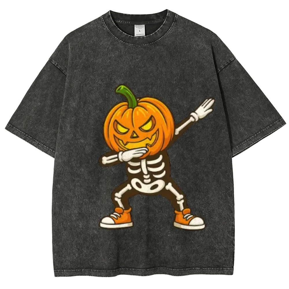 Vintage Fashion Style Women Tshirt With Dabbing Skeleton Man Graphic Tshirts Cotton Casual Essential Comfort Daily Wear Attire