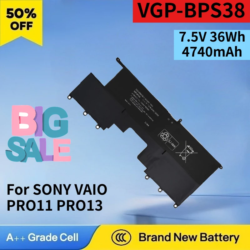 New VGP-BPS38 7.5V 36Wh 4740mAh Battery for SONY VAIO PRO11 PRO13 SVP1321BPXB SVP13216PG SVP132A1CM High Quality Laptop Battery