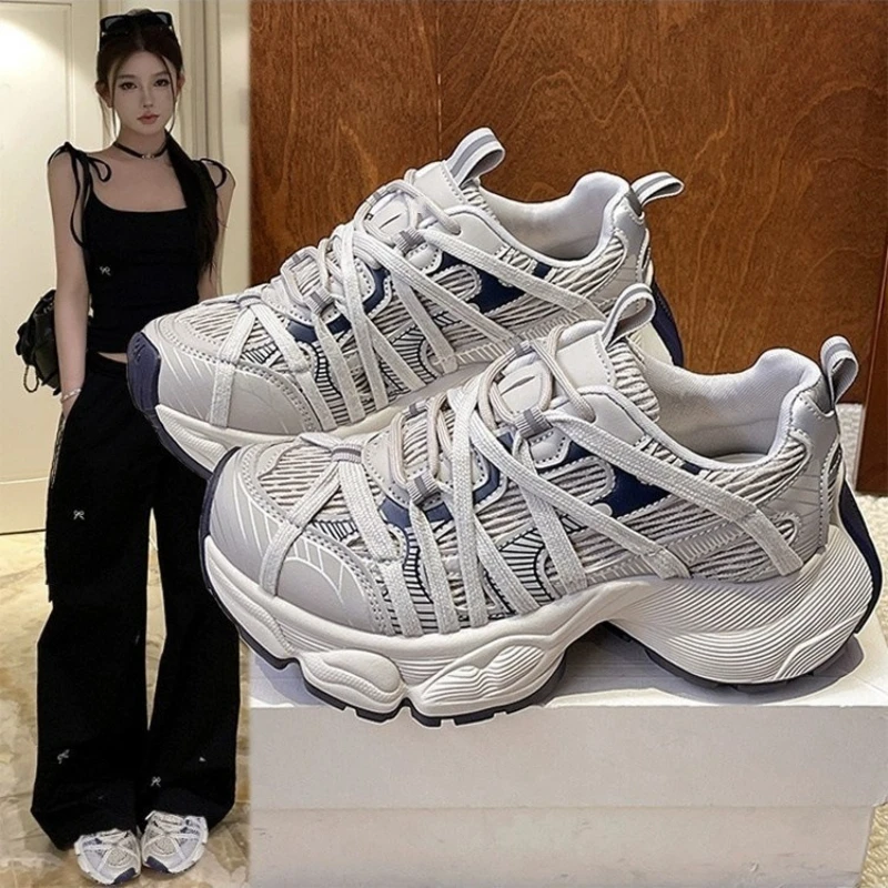 Zapatillas Deportivas de Moda para Mujer, con Suela Gruesa, para Estudiantes, Baloncesto, Deporte, Casual, Versátiles, de Malla Transpirable, Modernas, para Correr