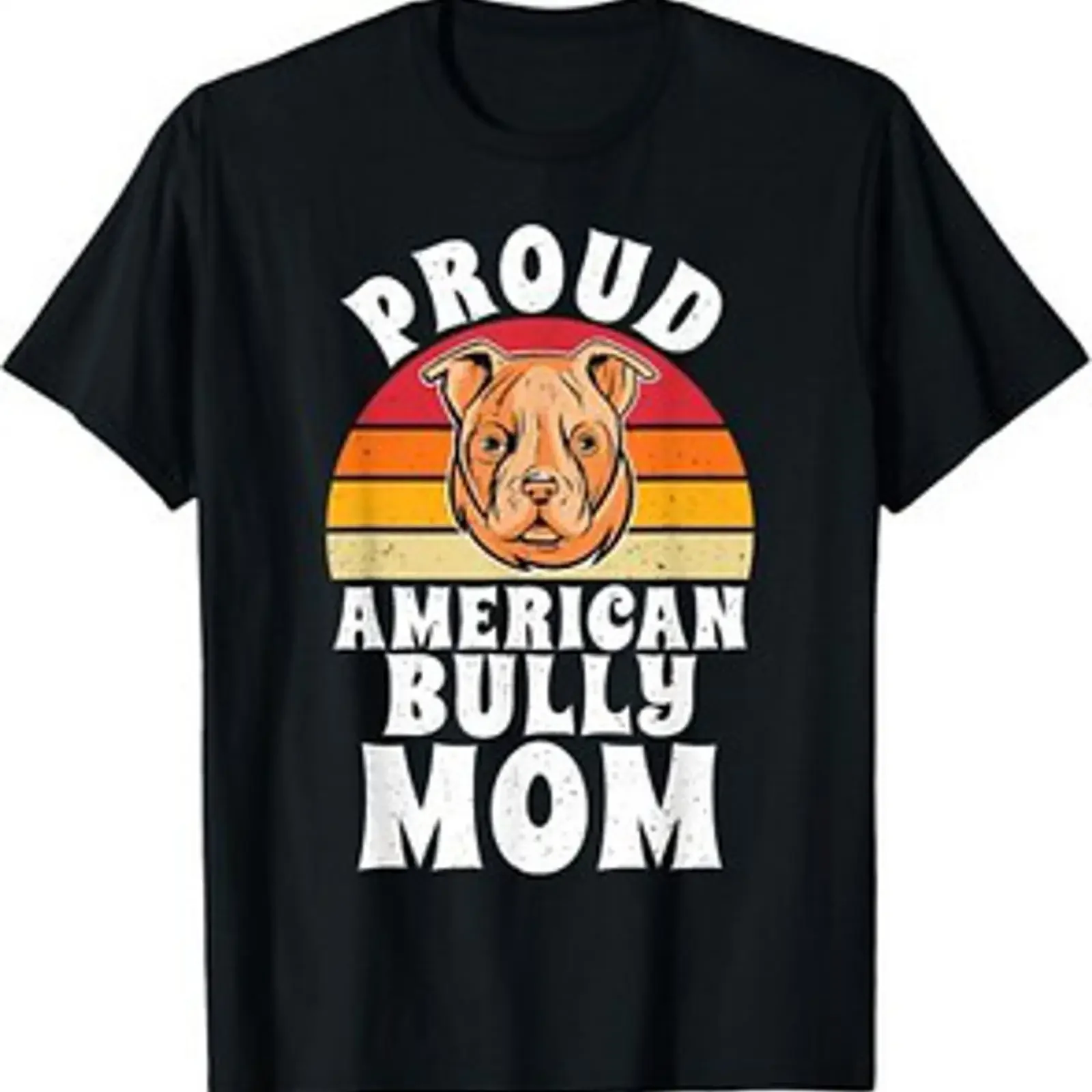 Camiseta unisex divertida con estampado de perros, diseño 'Proud American Bully Mom', regalo para amantes de los perros, estilo vintage, unisex, para hombre, ropa de diseñador con estilo.
