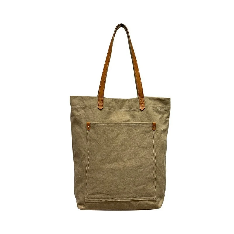 Canvas bag - Large capacity women's crossbody bag - Solid color commuting bag - College student convenient bag - Shopping bag
