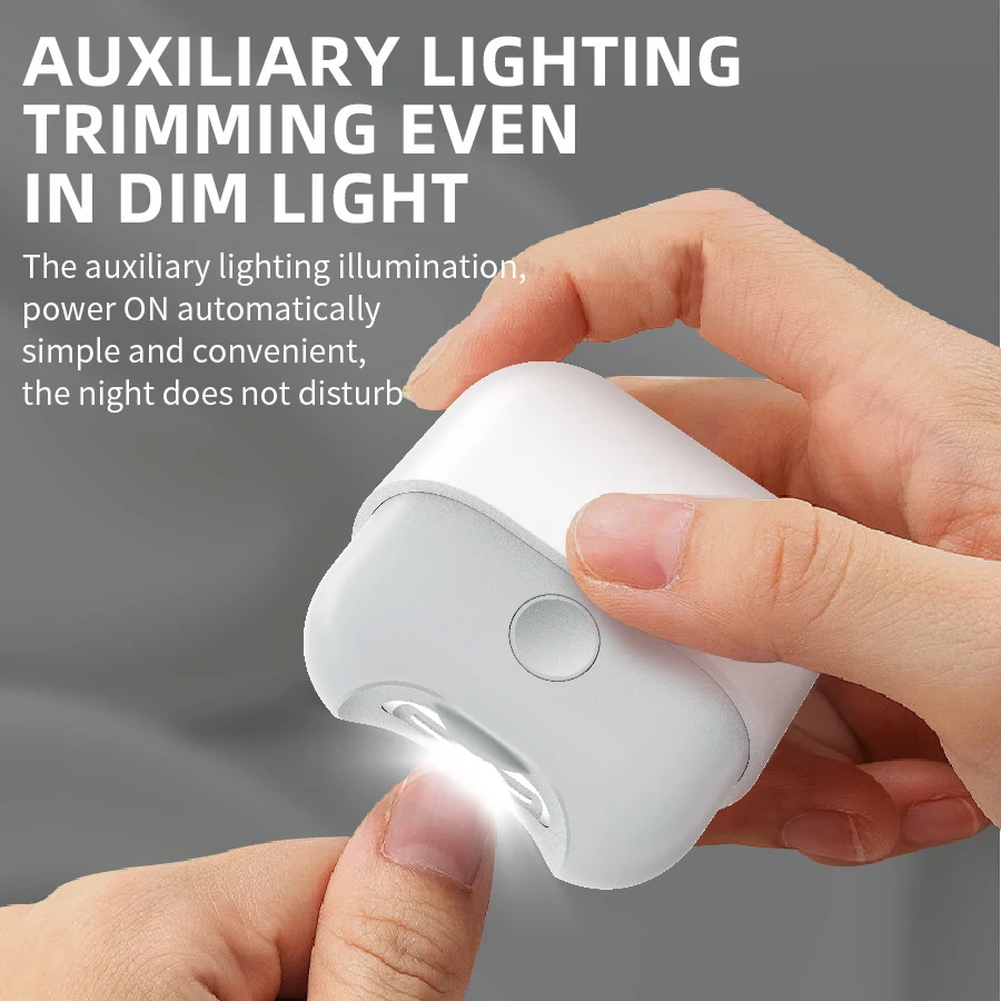 Newest Mini Electric Nail Clipper 2 Speeds LED Light Nail Scraps Collector Design Portable Rechargeable Automatic Nail Trimmer