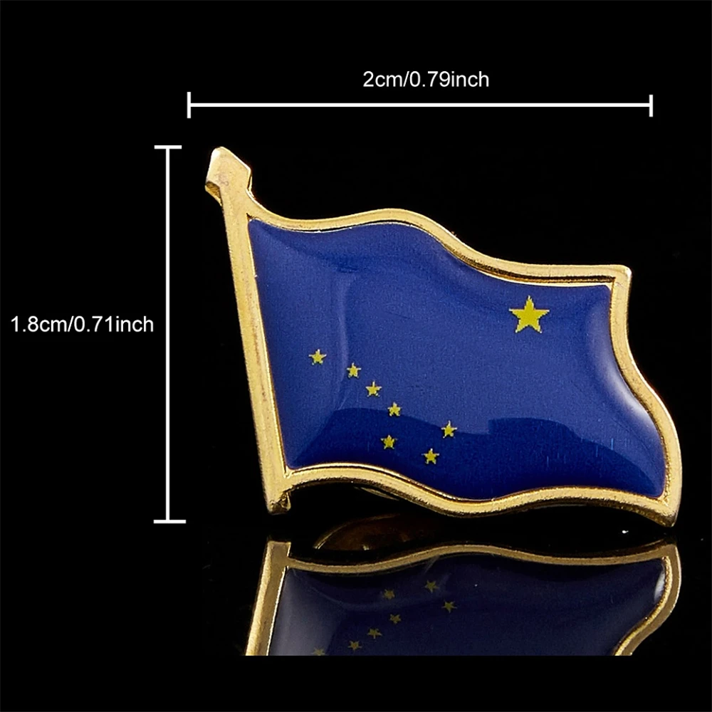 USA State of Alaska Flag Pin Brooch Gold Plated Flag Badge Jewelry Lapel Pins Collectible