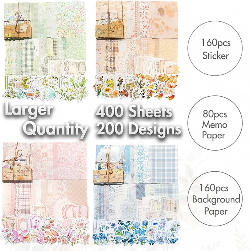 100/400 Vintage Blumen Scrapbook-Papier Bullet Journaling Aufkleber-Sets Retro Bastelzubehör Sortierte Utensilien Planer Collage Karten Album – Detail 6