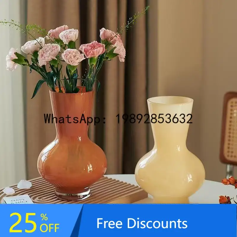 

CZ Creative Floor Ornament Living Room Large Belly Glass Vase Vertical Strip Vase Hydroponic Flower Arrangement Vase Decoration