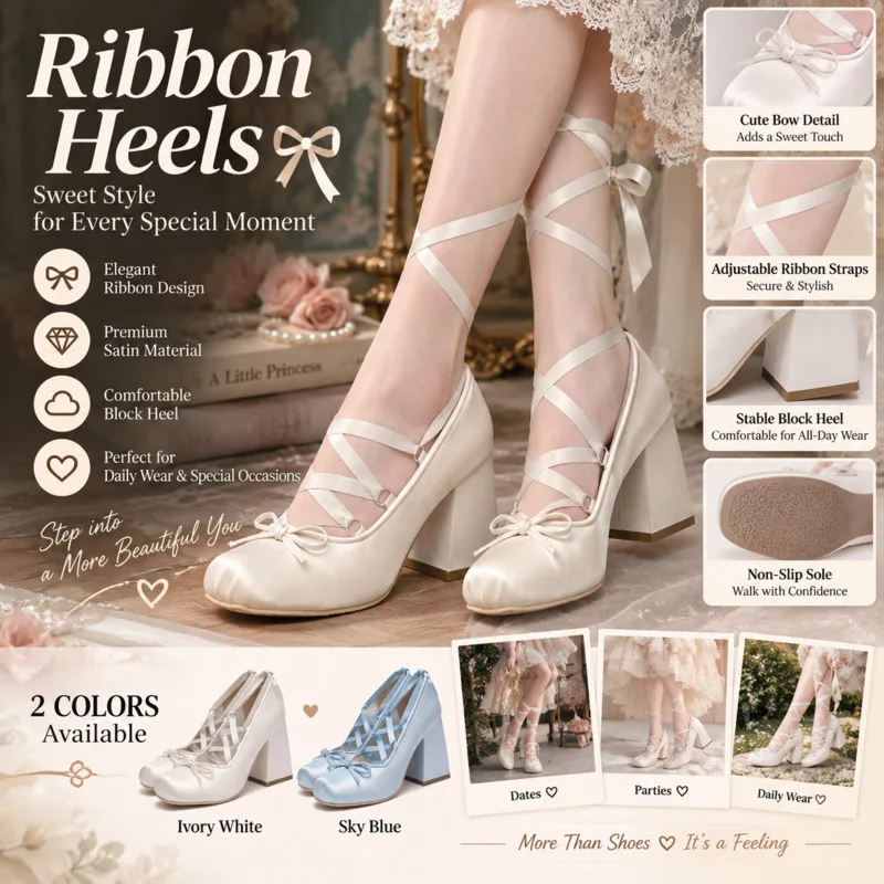 Ballet Mary Jane Bow Satin High Heels Shoes Ribbon Cross Strap Dress Lolita Pumps Footwear Wedding Party Cosplay Girls Gift New