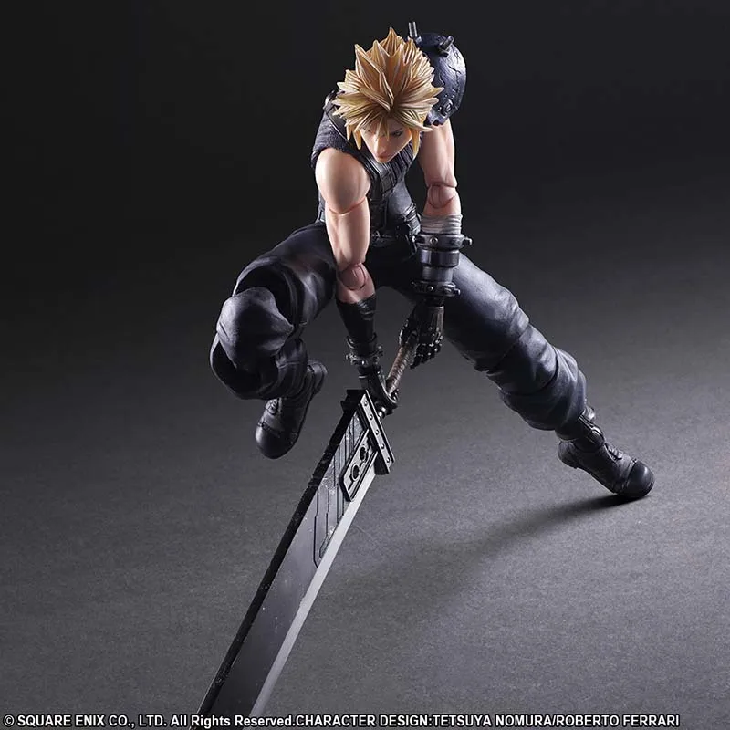 Play Arts Kai Final Fantasy 7 VII Cloud Strife Фигурка Дэдпула Фигурка Меч Ремейк Игрушки 28 СМ Украшение книжной полки Подарки