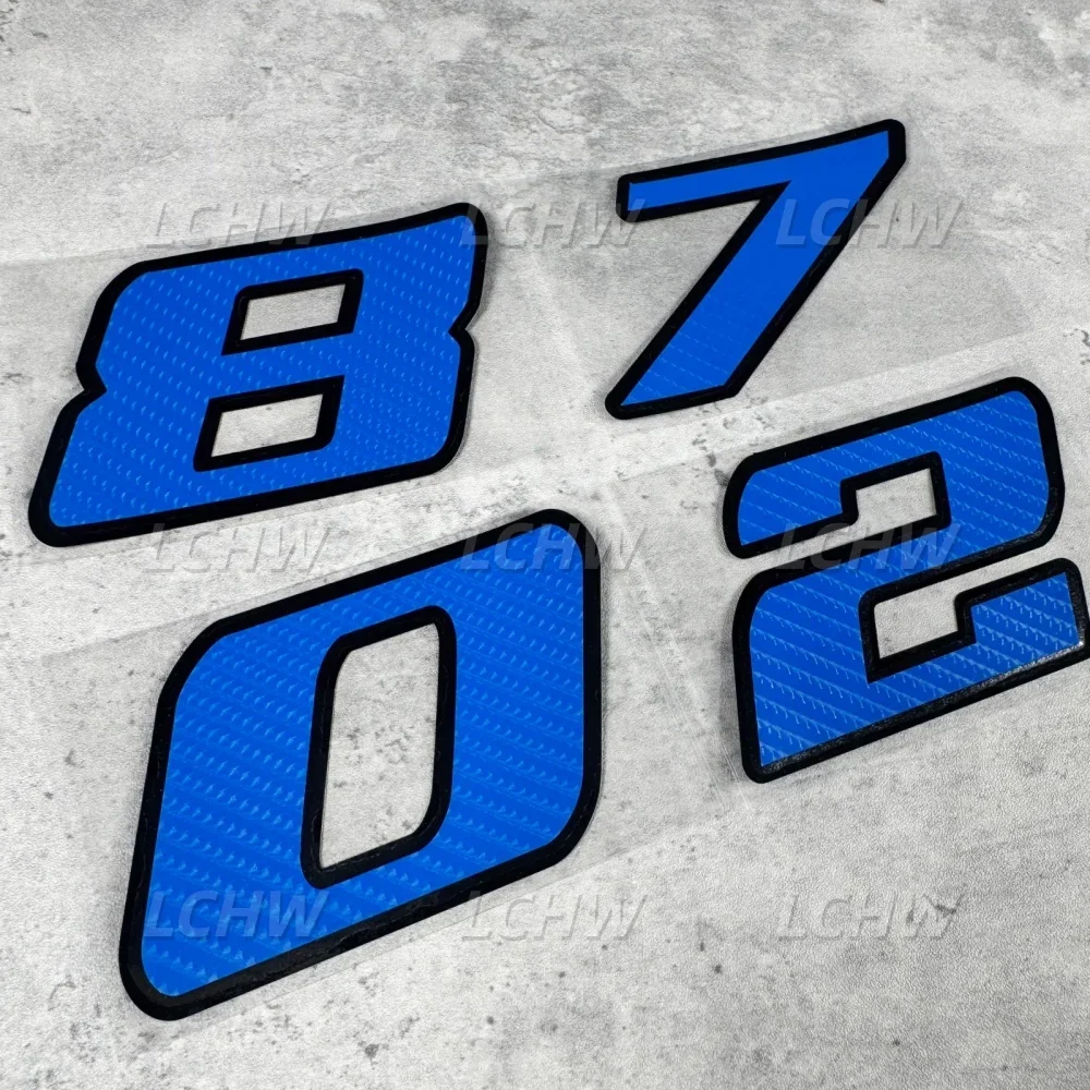 Carbon Blue Motorcycle Stickers Racing Number Digits 0-9 Decal Car Styling Vinyl Decal Waterproof