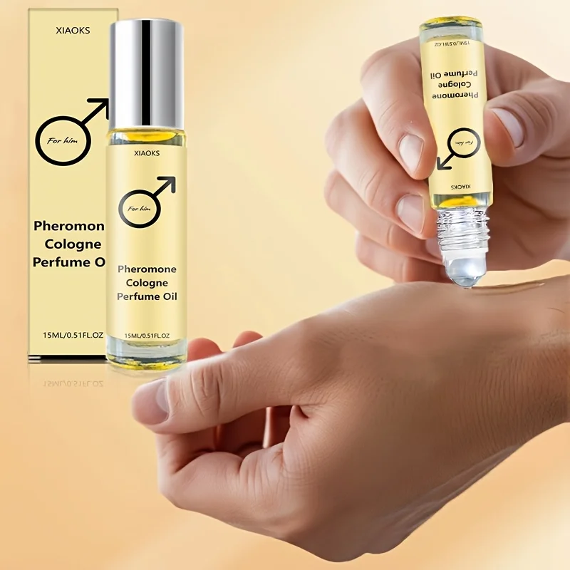 Men's Pheromone Cologne Essential Oil—Men's Cologne with Woody Fragrance, Long-Lasting Scent, Roll-On Design, Lightweight, Portable