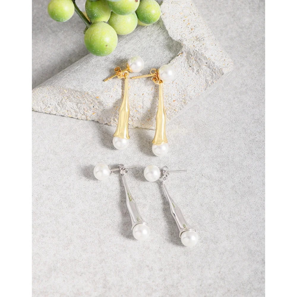 

S925 Sterling Silver Pearl Drop Earrings - Niche Design Versatile Style