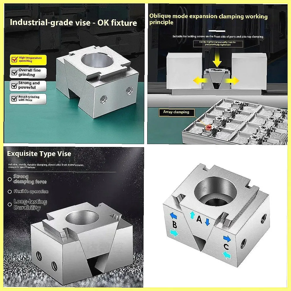 

M6 M8 M10 M12 Precision Modular CNC Vise, Single/Double Side Bench Vise & Wedge Clamps for Industrial Machining (Multiple Sizes)