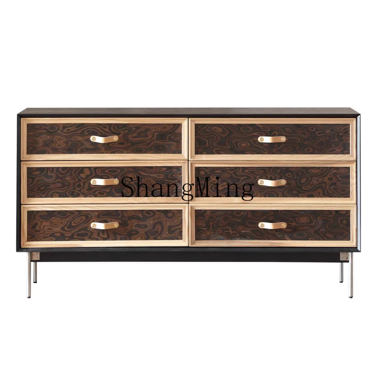 

ZYY retro solid wood six-chest cabinet bedroom against the wall medieval storage living room dining side cabinet