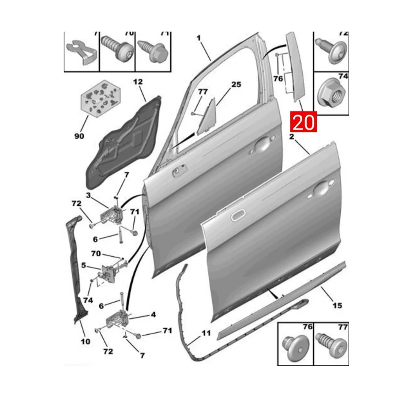 98034561XK 98034566XK 96874098XK 96874014XK Tira decorativa para marco de puerta Panel decorativo de Pilar para For Citroen DS5