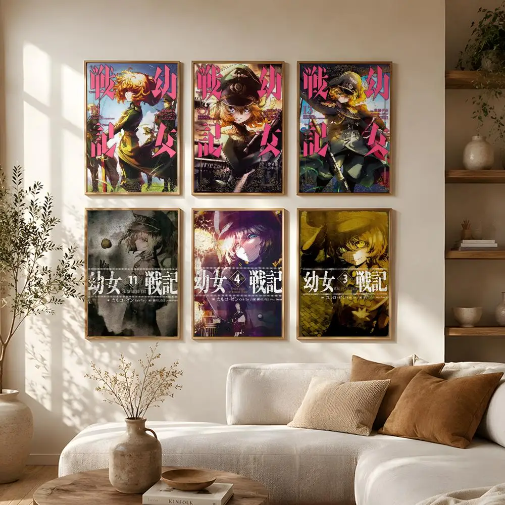 Anime Youjo Senki Poster Self Adhesive Bar Wall Decal Waterproof Vinyl Sticker Modern Art Wall Poster Cafe Home Decor