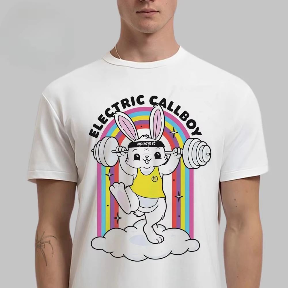 Electric Callboy Gangsta Polar Bear Graphic Tee Pink Splatter Streetwear Casual Unisex