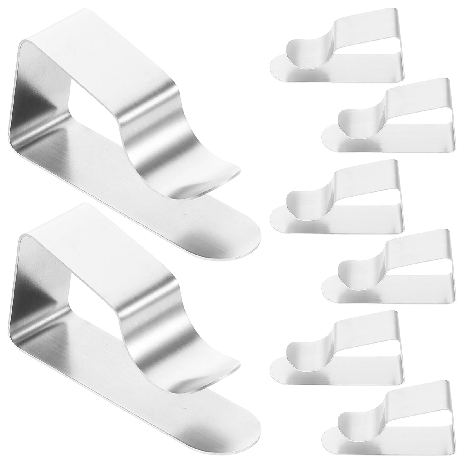 

8Pcs Stainless Steel Trapezoid Tablecloth Fasteners One-Piece Clips Outdoor Picnic Table Skirt Holders Strong Grip Set
