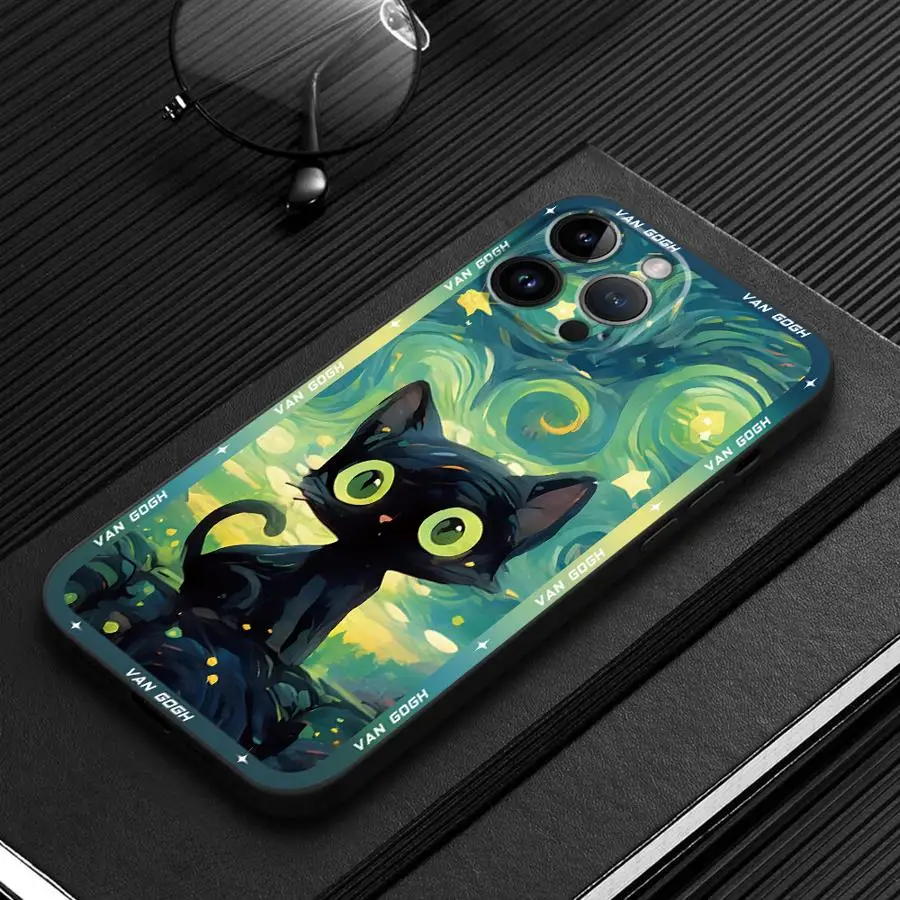 ゴッホアート電話ケース Xiaomi Redmi Note 11S 9S 9 8 7 11 Pro 10S 12S 12 13 Pro 9T 10 8T シェルバンパー ブラック ソフトカバー