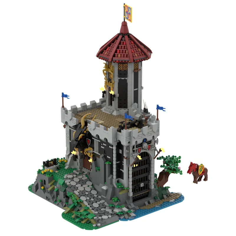 Moc Building Blocks Fire Breathing Fortress Wizard Tower Castle Model Technical Bricks DIY Assembly Medieval Toys Holiday Gifts