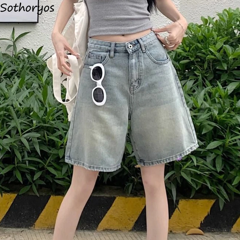 

High Wiasted Shorts for Women Summer Denim Vintage Streetwear Loose Casual Outdoor Tender Hotsweet Fashion Classic College Daily