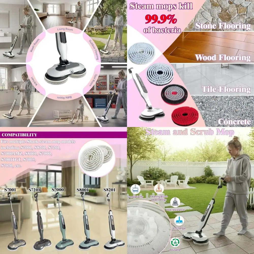 

Shark Steam Mop Replacement Brush Heads, 2-Pack White, Compatible with S7000 Series, Deep Clean Hard Floors