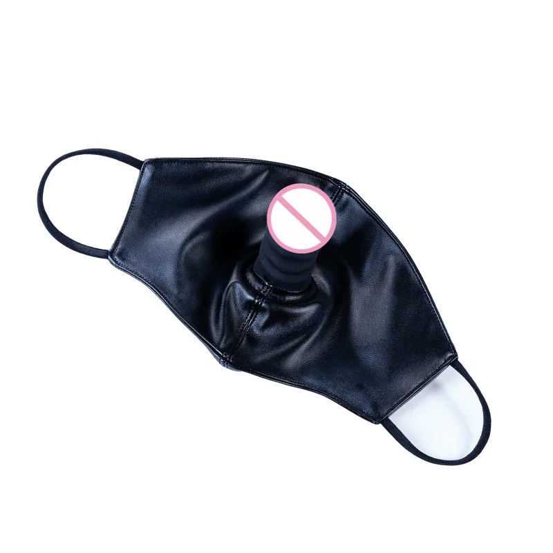 Black Dildo Mouth Gag Mask Restraint Gear with Oral Bondage Silicone Penis Plug for Couples Interactive Training Erotic Sex Toys view 2