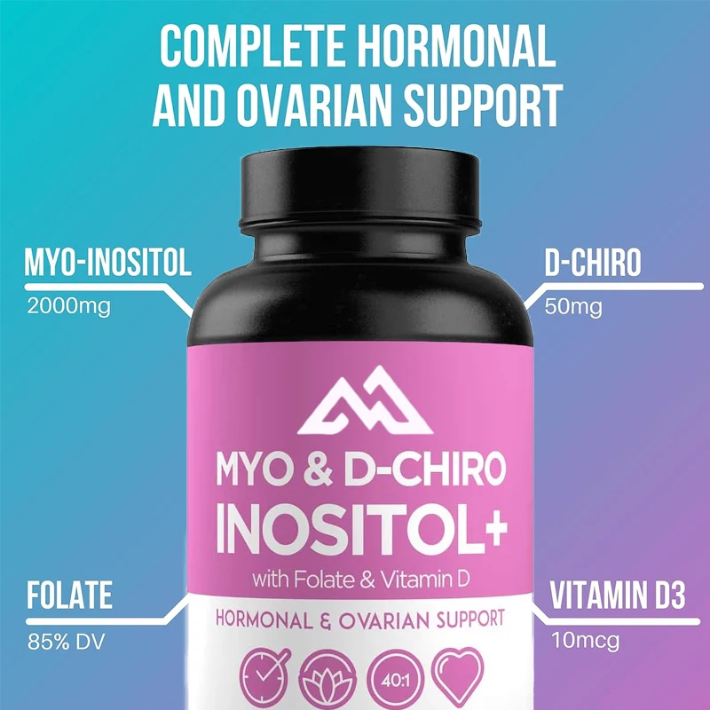 High quality inositol supplement D-Chiro Inositol with folic acid and vitamin D B8 40:1 Healthy Ovarian Support-60 capsules