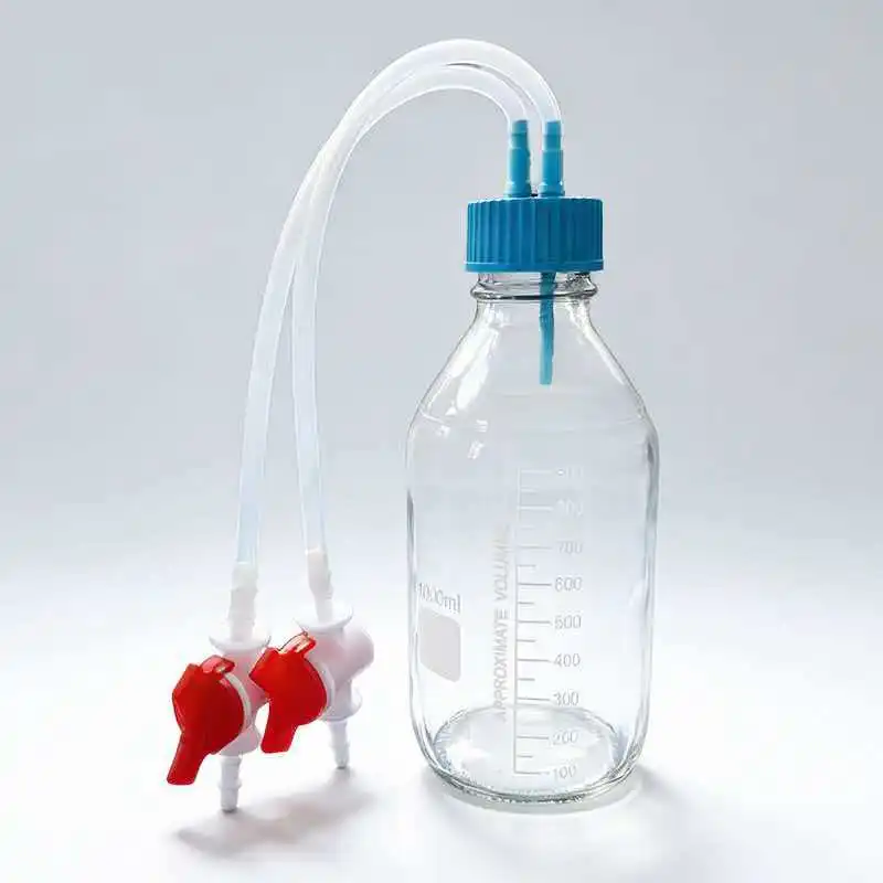 

100-1000ml Negative Pressure Buffer Bottle with Switch for Microbial Culture Gas Exchange Sampling Feeding Integrated Bottle