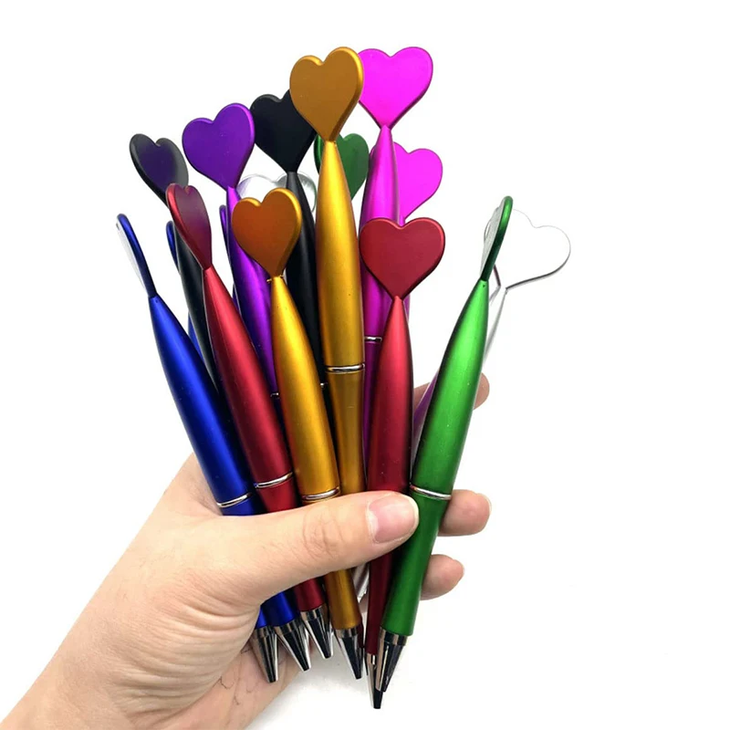 30Pcs Heart-shaped Ballpoint Pen Heart Gel Pen Rotary Heart Shaped Pen Suitable For School Office Stationery Writing Supplies